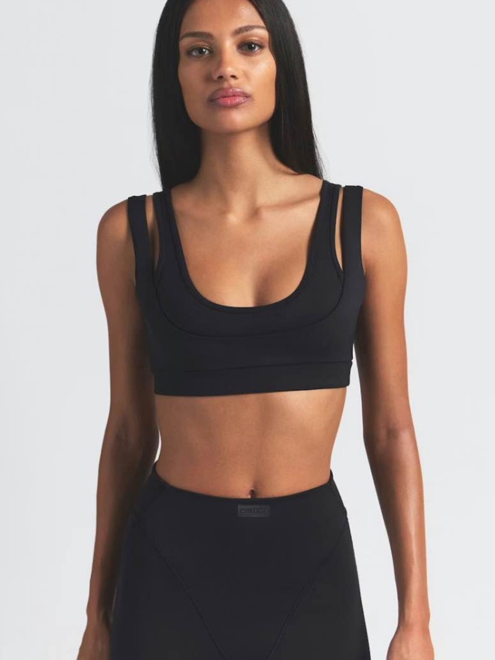 SKIMS Black Double-Strap Scoop Sports Bra